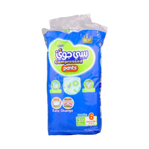 حفاضات بيبي جوي كلوت مضغوط مقاس 6، جونيور XXL، 32 كلوت.